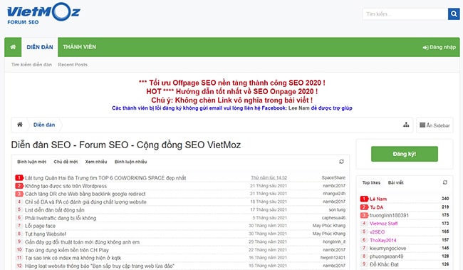 Diễn đàn website Việt Moz